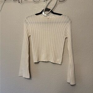 Hippie Rose Cream Ribbed Long Sleeve Top